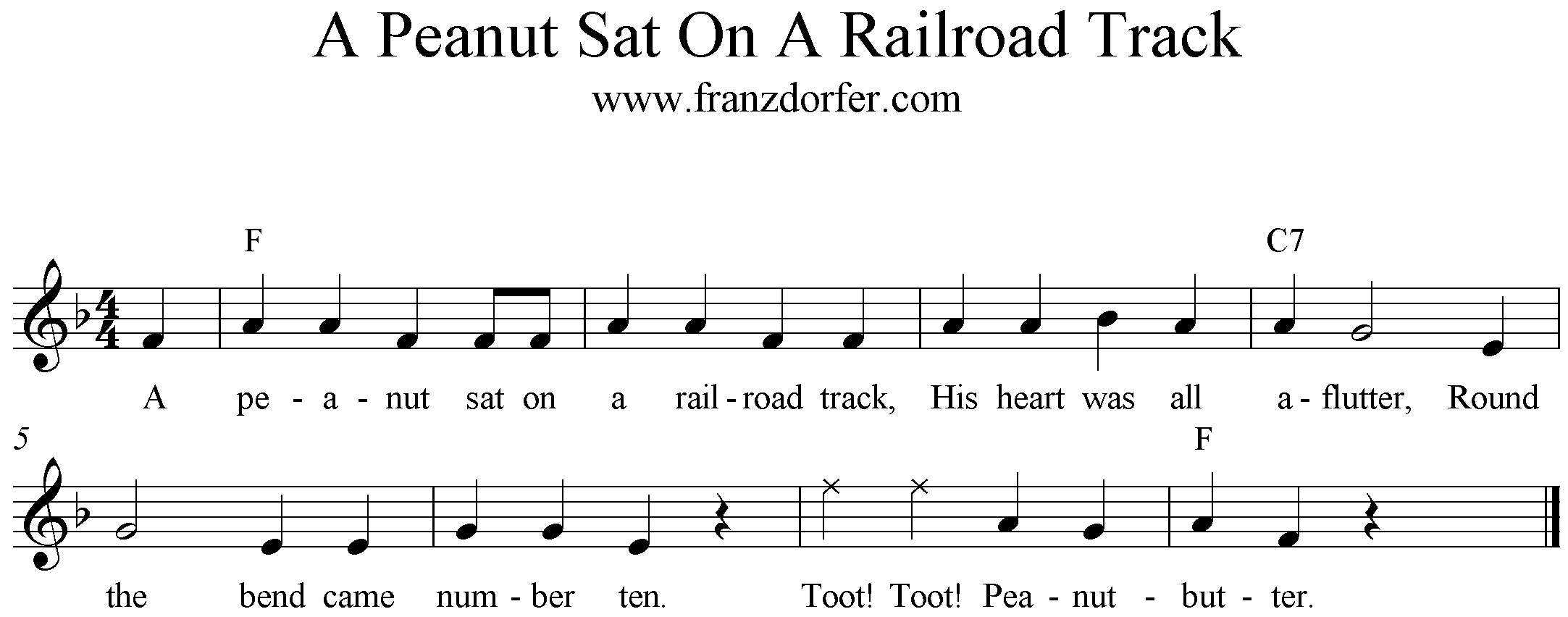 Freesheet Music A Peanut Sat On A Railroad Track